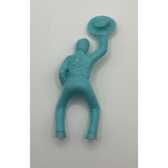 VTG MARX Roy Rogers Mounted Figure Holding Hat Blue Plastic 3" & Bucking Horse - Picture 8 of 11